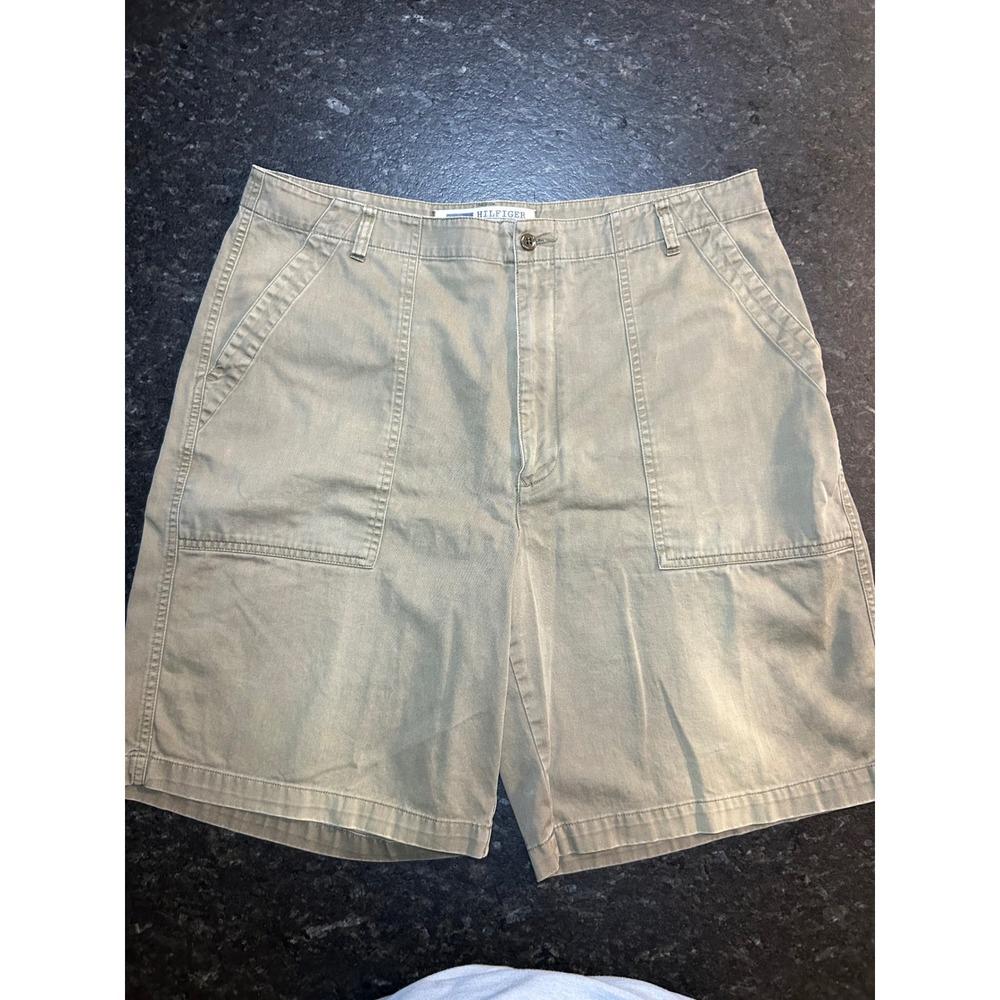 Tommy Hilfiger Mens Khaki Cotton Twill Cargo Shorts Sz‎ 36 Authentic Issue #115